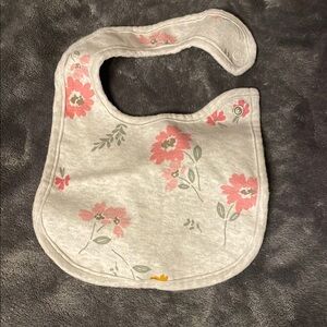 Floral Baby Bib - Pink and Gray